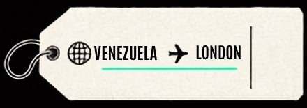 Luggage tag: Venezuela to London